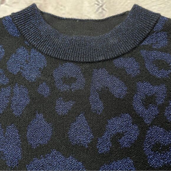 BANANA REPUBLIC leopard print metallic stretch knit sweater dress, size S - Picture 4 of 16